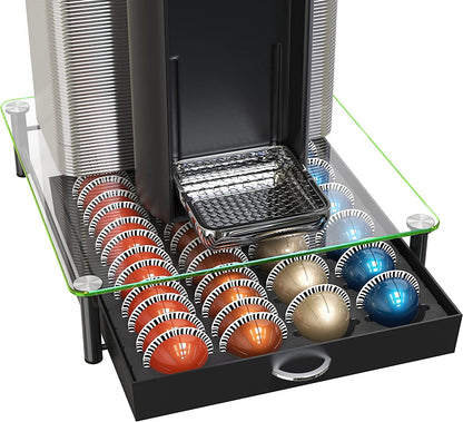 Tempered Glass Vertuo Pod Holder, Fits 24 Large/48 Small Pods | Compatible with Nespresso Capsule, Black1