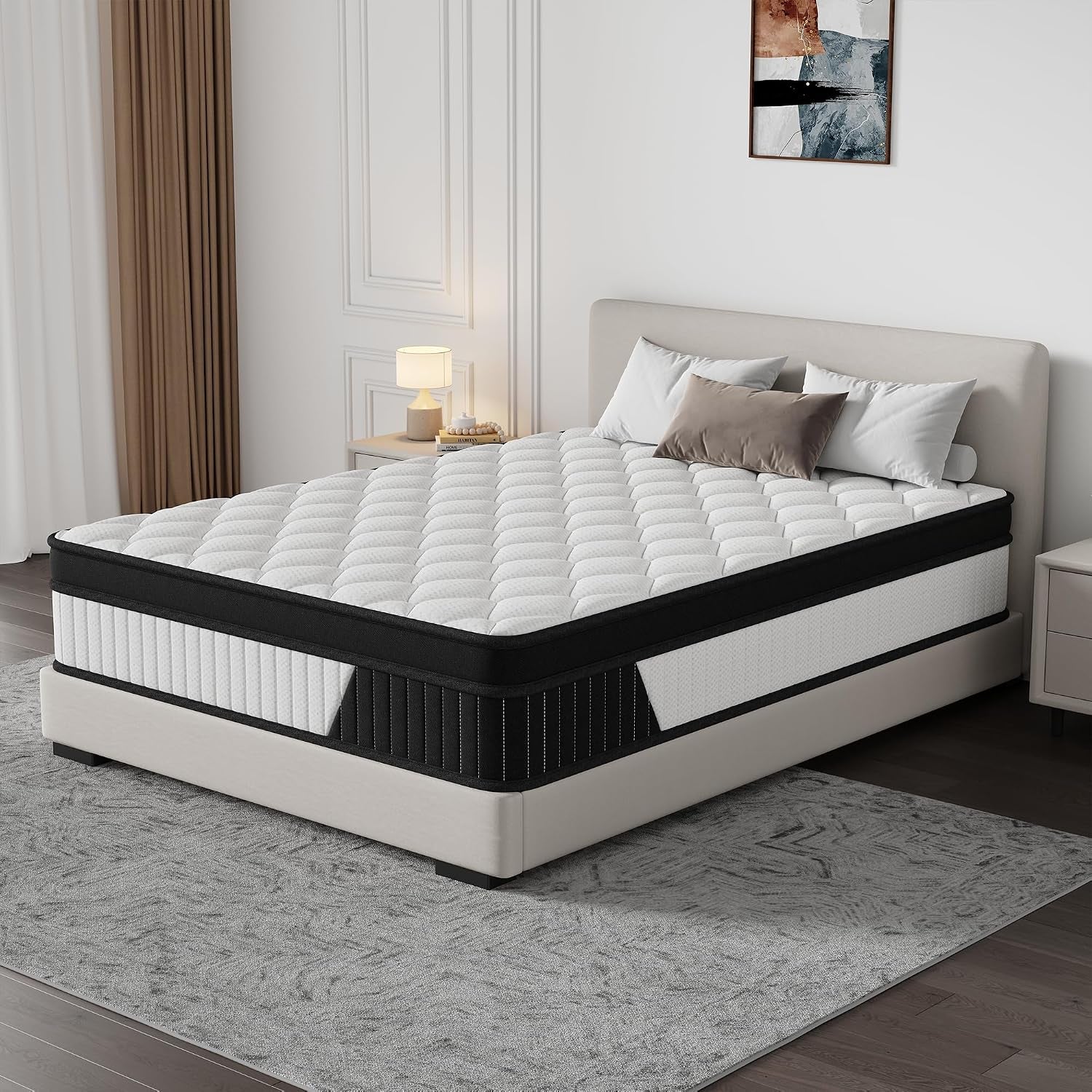 14-inch-queen-mattress-individually-wrapped-coil-hybrid-cooling-knitted-cover-ventilated-foam-medium-soft-with-targeted-body-support-certified-fire-resistant-bed-in-a-box-white