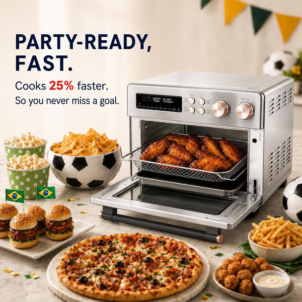 Infrared Heating 26.3 QT Air Fryer Toaster Oven, Large Countertop Convection Oven 10-In-1 Combo, 6-Slice Toast, Enamel Baking Pan Easy Clean with Recipe Book, Brushed Stainless Steel Finish3