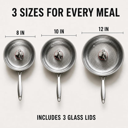 Titanium Pans for Cooking, Titanium Frying Pan with Lid (8In) | Uncoated Hammered Pro Skillet, PFAS PFOA PTFE Free, Induction, Gas, Oven and Dishwasher Safe7