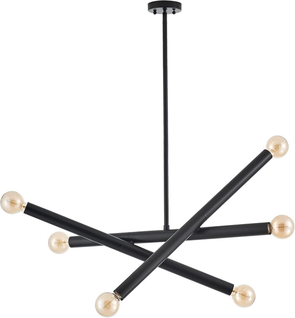 Black Sputnik Chandelier for Dining Room, Modern Pendant Light Kitchen, 6-Light Adjustable Hanging Light Fixture for Entryway Bedroom Foyer9
