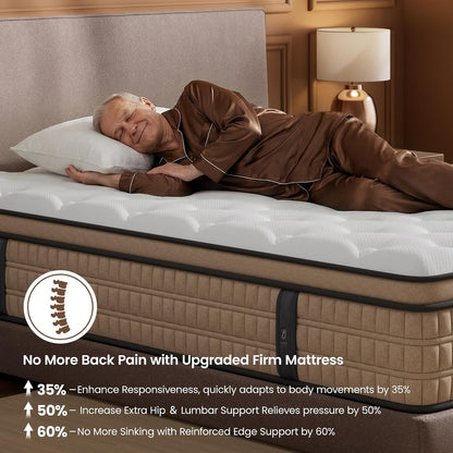 Extra Firm Queen Mattress 12 Inch - Pain-Relieving Hybrid Mattress for Extra Lumbar & Hip Support - No Sagging Bed in a Box - 365-Night Trial - No Odor, Fiberglass-Free, Certipur-Us Certified5