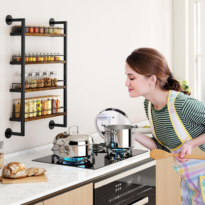 4 Tier Spice Rack Wall Mount for Kitchen,Brown TLJ016H2
