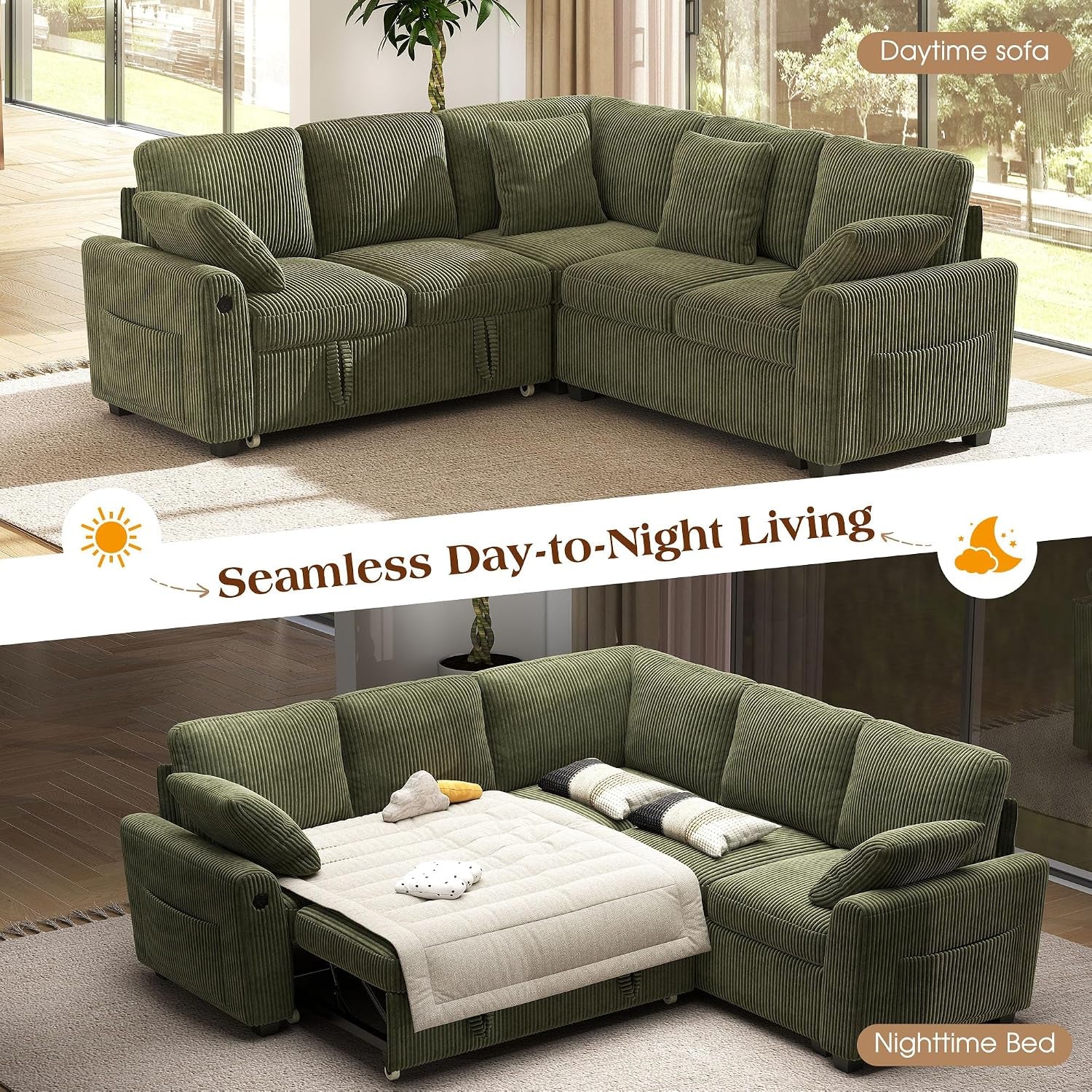 83-inch-5-seater-large-sectional-sofa-bed-with-storage-corduroy-reversible-modular-sleeper-sofa-with-usb-port-4-pillows-convertible-l-shaped-couch-for-living-room-green