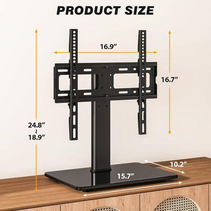 Universal Swivel TV Stand for 27-60 Inch Curved/Flat Screen Tvs, Table Top TV Base Replacement Holds up to 88 Lbs, Height Adjustable TV Stand Mount with Tempered Glass Base, MAX VESA 400X400Mm | Height Adjustable Table Top TV Base Replacement, Holds 88Lbs, Tempered Glass Base, Max VESA 400X400Mm6