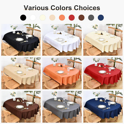 Oval Tablecloth 60 X 84 Inch Washable Fabric Table Cloth Solid White Table Cover for Dining Wedding Party Banquet Tabletop Decoration8