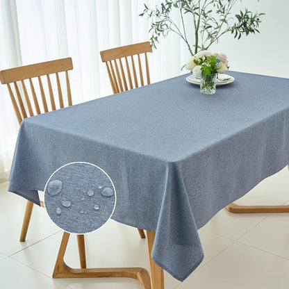 Linen Texture Tablecloth Water Resistant Antiwrinkle Spillproof Wipeable Washable Soft Fabric Table Cloth for Dining Room, Buffet Banquet Party Holiday, Rectangular 60 X 108 Inch, Demin Blue2
