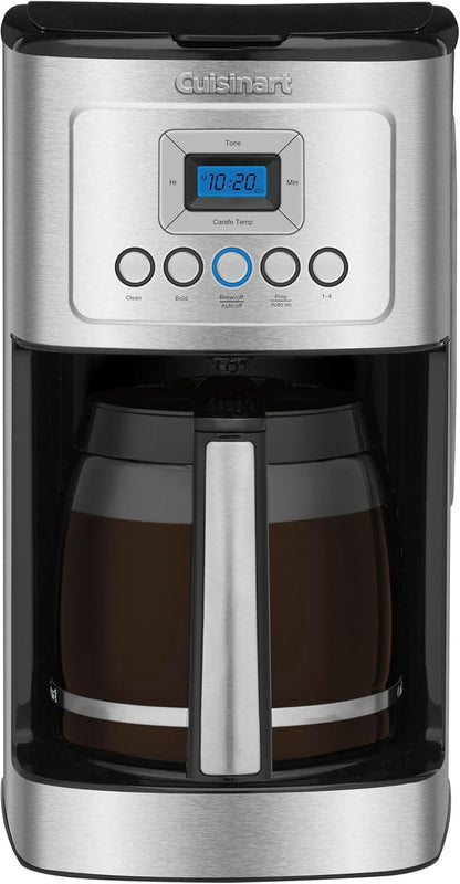 Coffee Maker, Programmable, Stainless Steel, 14-Cup Glass Carafe | Perfectemp Coffee Machine with 1-4 Cup Settings, Strength Control, Auto-Off & a Reusable Gold Tone Filter, DCC-32001