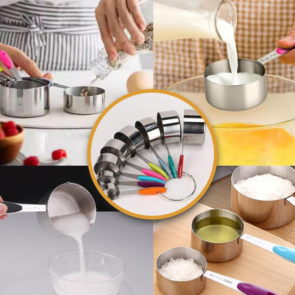 Stainless Steel 8 Piece Dry Measuring Cups Set Metal Baking Cooking6