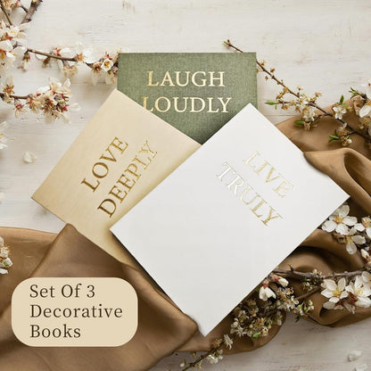 Aesthetic Decorative Books, Set of 3 Linen Faux Books for Decoration | Fake Book Boxes with Storage Space, No Assembly Required, Modern Decor for Shelves Coffee Table Living Room6