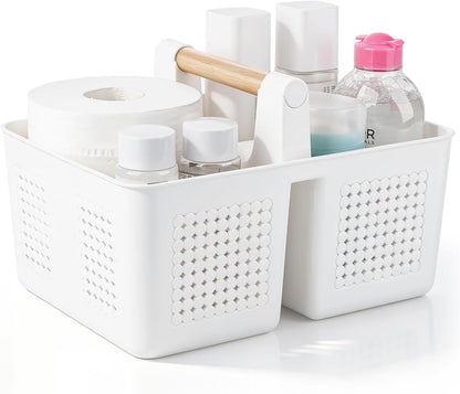 Portable Shower Caddy Basket Plastic Caddy Organizer Small White1