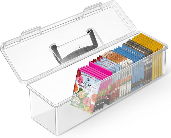 Seed Packet Organizer Box Plastic Portable Seed Packet Storage Box, Seed Storage Organizer1
