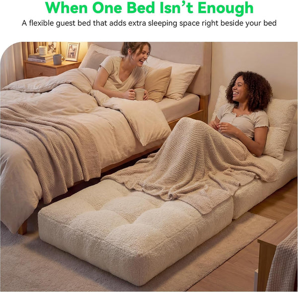 3-In-1 Folding Sofa Bed, Convertible Sleeper Chair Bed, Beige6