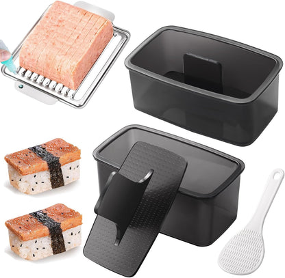 Musubi Press Mold Kit, 2 Pack Clear Musubi Maker with Stainless Steel 304 Luncheon Meat Slicer for SPAM1