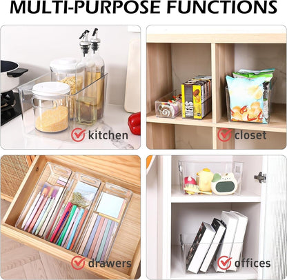 Clear Plastic Storage Bins 8 Pack - Pantry Organizers and Storage, Fridge Organizer Containers for Kitchen, Cabinet, Freezer, Bathroom, Clost, Home Organization3