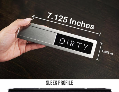 Stainless Steel Dishwasher Magnet Clean Dirty Sign - Premium Magnetic Signs That Say Clean/Dirty - Optional Sticker Adhesive for Non-Metal Surface Dish Washers - Black & White Minimalistic Style2