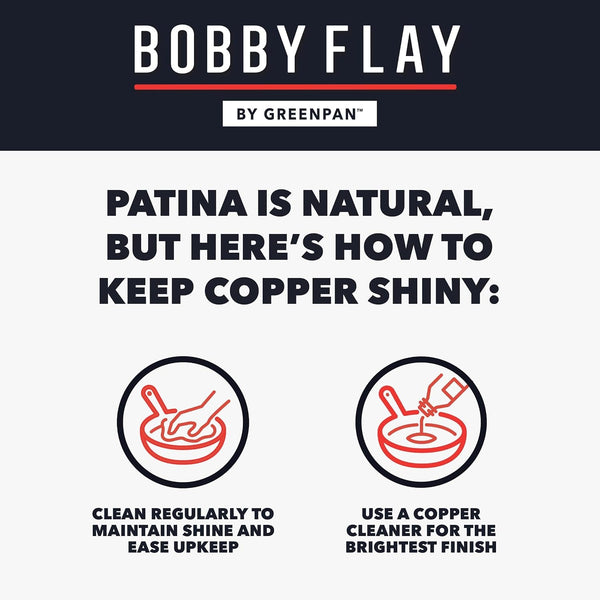 X Bobby Flay 8 Piece Copper Clad Pots & Pans, Induction Ready Cookware, Measurement Markings, Stainless Steel Base & Interior, Oven Safe to 500˚F7