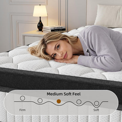 Full Size Hybrid Mattress 12 Inch - Medium Firm Memory Foam and Pocket Spring Mattress in a Box - Cooling Gel Bed with Pressure Relief & Motion Isolation - Fiberglass Free - Certipur-Us Certified4