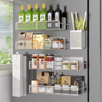 Magnetic Spice Rack Set (6 Pack) for Fridge + Towel Holder