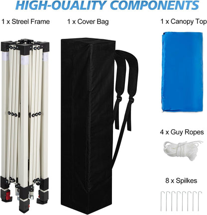10X10 Slant Legs Pop up Canopy Tent, 1-Button Push Setup Canopy Tent, Adjustable Height Instant Portable Shelter, Protable Backpack, Easy Outdoor Sun Shade for Events, 8X8 Top, Blue6