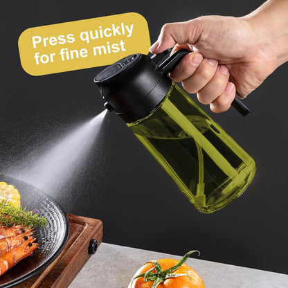 '- 16Oz/470Ml Olive Oil Dispenser for Kitchen with Stickers - 2 in 1 Olive Oil Sprayer for Cooking, Air Fryer, and Salad, Black&Green (Light-Proof Kitchen Gadget)4