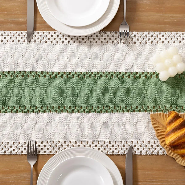 Boho Table Runner Fall Farmhouse Rustic Dining Dresser Scarf Home Decor3