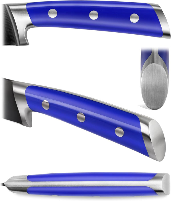 S+ Series 1022124 German Steel Forged 2-Piece Titanium Coated Santoku Starter Knife Set with Sheaths, Atlantic Blue3