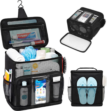 Shower Caddy Portable for College Dorm, Hanging Travel Toiletry Bag with Phone Pocket & Waterproof Bottom Cover,Quick-Dry Mesh Shower Bag,Dorm Room Essentials for Guys & Girls,Cruise Essentials 20261