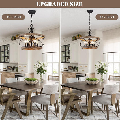 20" Wood Farmhouse Chandelier for Dining Room5