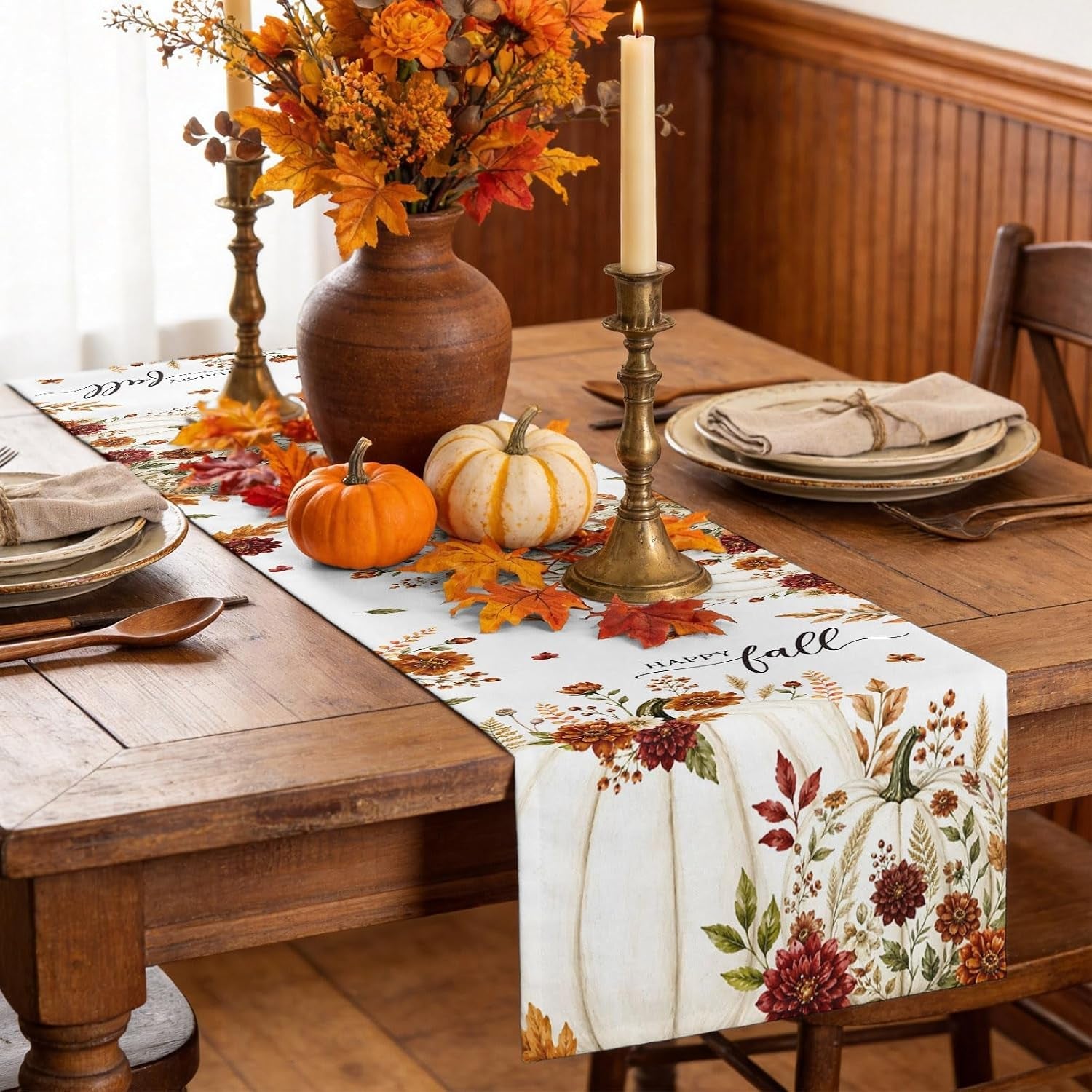 white-pumpkins-fall-table-runner-72-inches-long-thanksgiving-kitchen-dining-table-decoration-autumn-floral-botanical-coffee-tablerunner-dress-scarves-farmhouse-decor-for-party-holiday-13-x-72