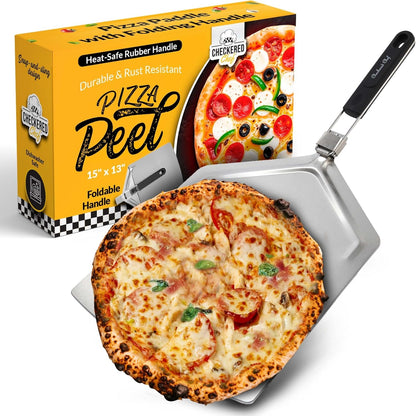 Pizza Peel, Foldable Design, 13 Inch X 15 Inch | Extra Large, Stainless Steel Metal, Folding Handle, Outdoor Pizza Oven Accessories1