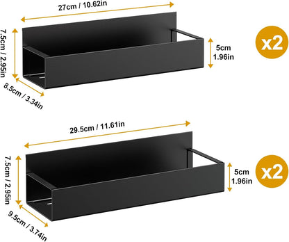 4 Pack Moveable Fridge Magnetic Spice Racks,Metal Black5