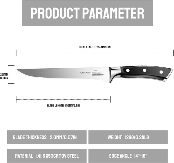 Pro Boning Knife 5.5 Inch, German High Carbon Steel Fillet Knife6