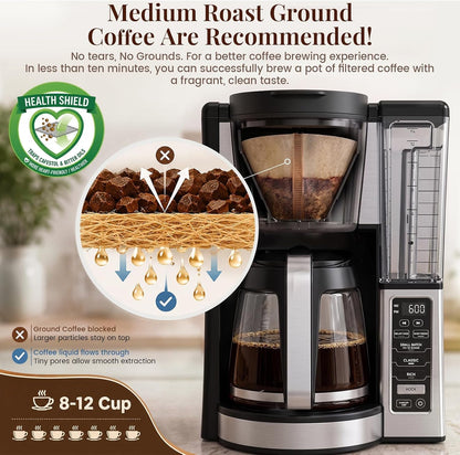200Pcs #4 Cone Coffee Filters 8-12 Cup Compatible with Ninja Maker | Disposable Natural Unbleached No Blowout Paper Filters Compatible with Ninja, Cuisinart, Pour over and Drip Coffee Maker3