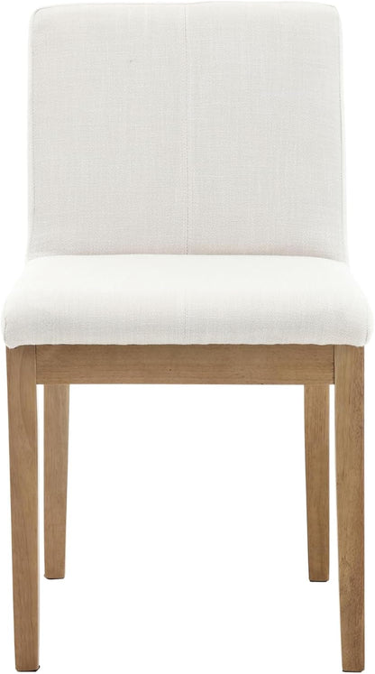 Farmhouse Kitchen Dining Room Chairs Set of 4 with Rectangle Backrest Mid Century Linen Fabric Upholstered Dining Room Parsons Chairs for Kitchen Island/Living Room/Dining Table, Beige8