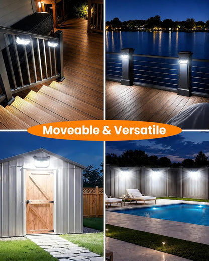 178 LED Magnetic Solar Lights Outdoor, 800LM Solar Motion Lights Outdoor with 2 Strong Magnets, IP65 Waterproof Solar Security Light for Metal Fence, Railing, Deck, Chain Link 2 Pack5
