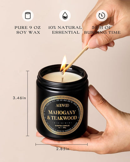 Scented Candles for Men - Mahogany Teakwood Scent, Women Men Gift3