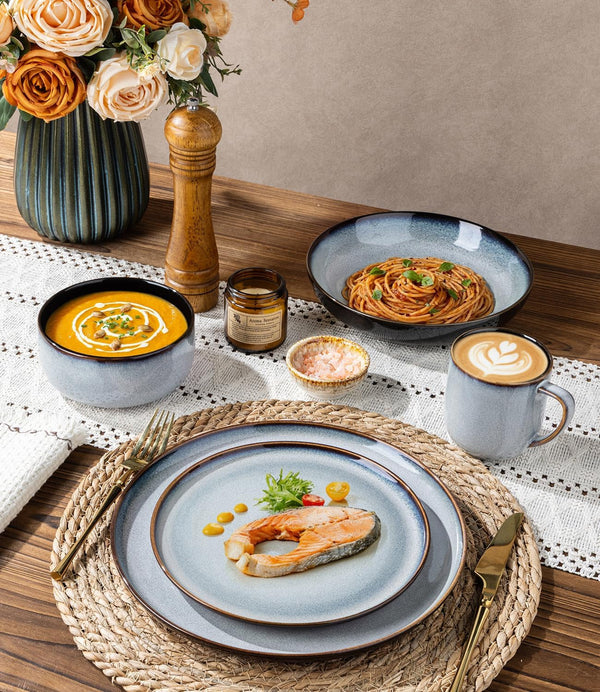 Ceramic Dinnerware Sets for 4,12-Pcs Porcelain Plates and Bowls Set5
