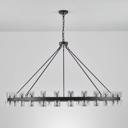 60 Inch Black Wagon Wheel Chandelier with Crystal Shade, 60-Light Large round Modern Farmhouse Style, Ideal for High Ceiling, Dining Room, Kitchen, Entryways, Foyer8