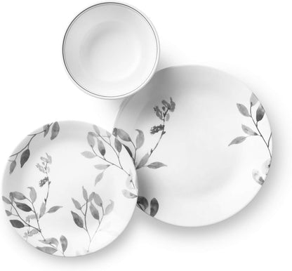 Boutique Misty Leaves 12-Piece Dinnerware Set, Service for 43