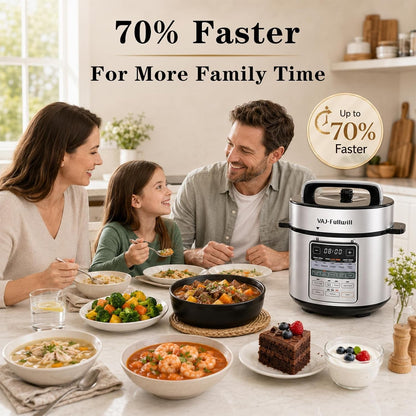 6QT 12-In-1 Electric Pressure Cooker with Dual Inner Pots | Pfas-Free Ceramic Coating | 24H Delay Timer | Dishwasher-Safe Accessories | Family Meal Prep| Easy Cleanup6