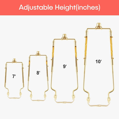 2 Pack  7 8 9 10 Inch Lamp Shade Harp Holder,Adjustable Lamp Harp Kit,Fit 3/8 IP Standard,E14,E26,E27 Light Base UNO Fitter Adapter,Golden Horn Frame Lampshade Bracket (Golden)4