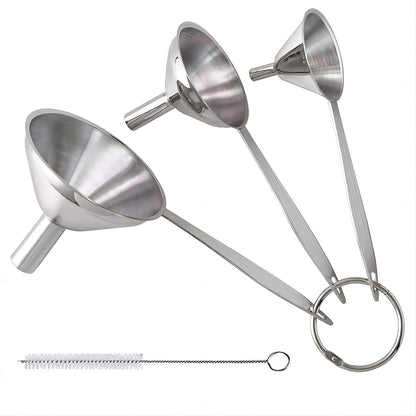 Small Funnels for Filling Bottles Stainless Steel Kitchen Funnels (Long) | 3 Pcs Food-Grade Metal Kitchen Funnels Set for Transferring Essential Oils Liquid Fluid Spice Dry Ingredients Powder,Durable1
