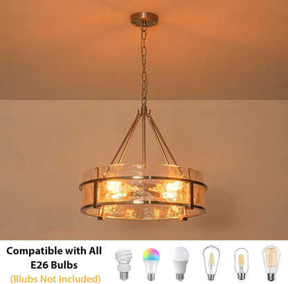 20.47" Modern Glass Chandelier for Dining Room, Brushed Nickel Textured6