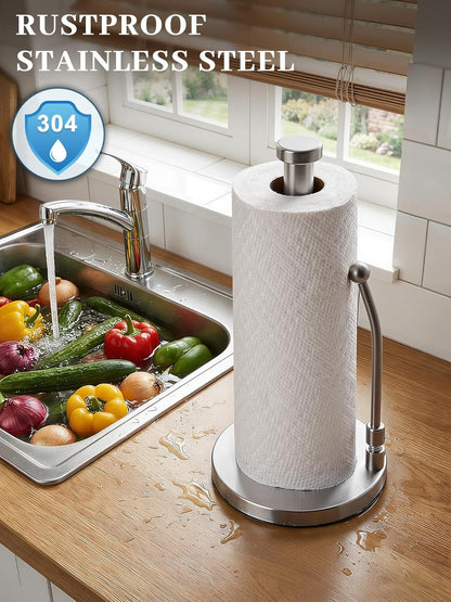 Paper Towel Holder Countertop, Non-Slip Weighted Base, Silver3