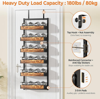 6 Tier over the Door Pantry Organizer Storage Spice Rack Adjustable Basket4