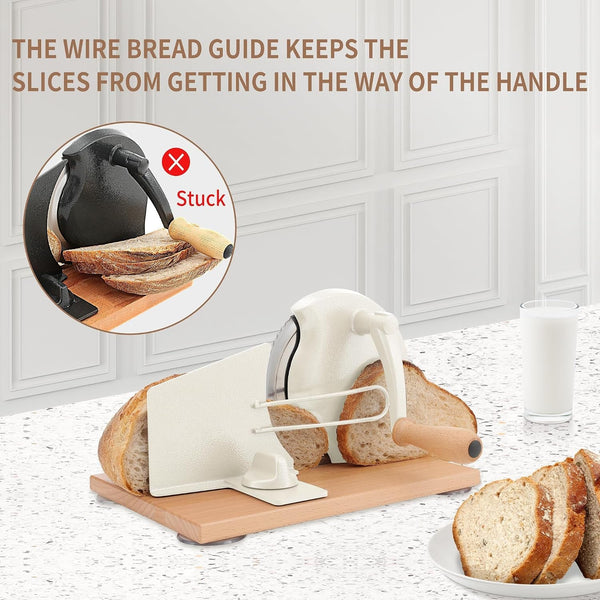 Sourdough Bread Slicer, Manual Bread Cutter with Hand Crank, Cream3