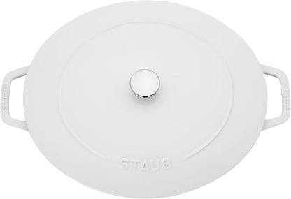 STAUB Cast Iron 6.25-Qt Wide Oval Dutch Oven, Pure White5