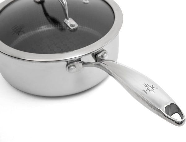 Hell’S Kitchen Hybrid 2.5 Qt Saucepan with Lid, Tri-Clad Stainless Steel, Pfas-Free Ceramic Nonstick, No PFOA, PTFE, Teflon, Non Toxic Cookware, Metal Utensil Resistant, All Cooktops and Oven Safe | Small Pot with Lid, Tri Clad Stainless Steel, PFAS Free Ceramic Nonstick, All Cooktops, Oven Safe8