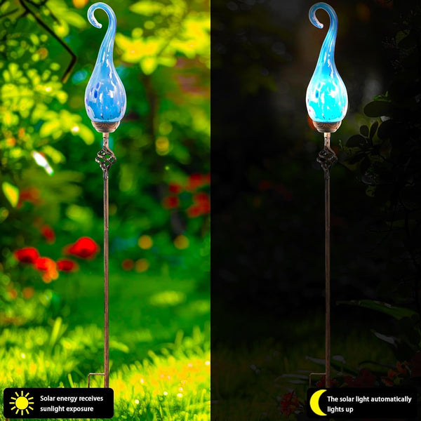 Solar Garden Lights, Decorative Led Flame Garden Stakes, Outdoor Garden Decor, Sky Bule Flame Solar Lights Outdoor Decorative for Pathway, Lawn, Patio, Driveway2